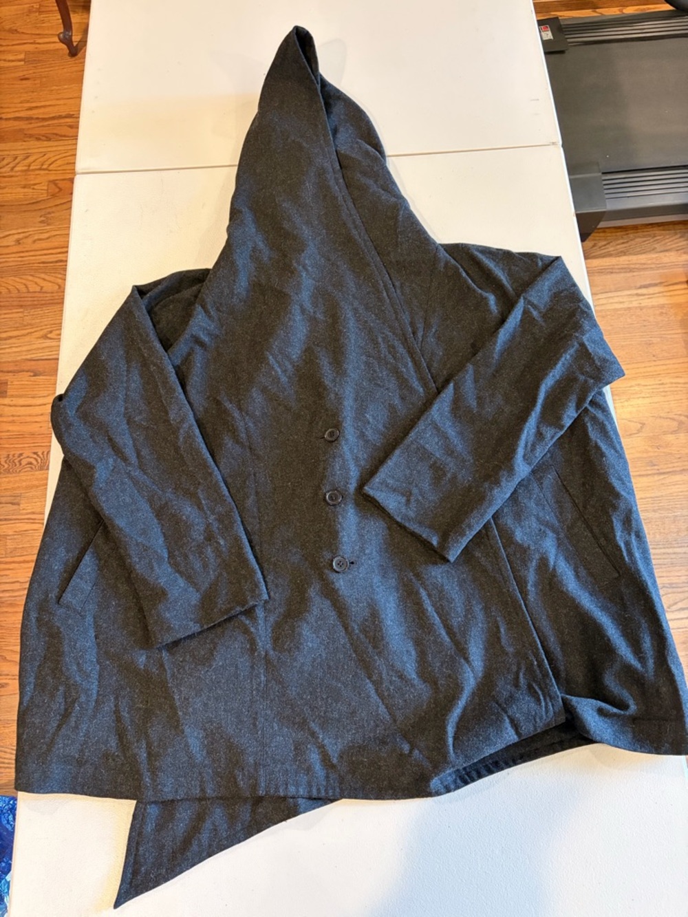 Moyuru Wool Hoodie Cardigan Sz O/S Free Black Abstract Japanese Avant Garde